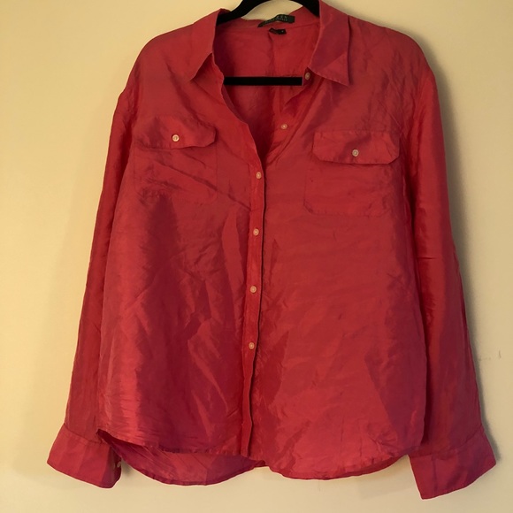 Pink button down silk shirt by Ralph Lauren - Picture 1 of 2